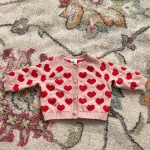 GAP Pink Cardigan with Red Hearts